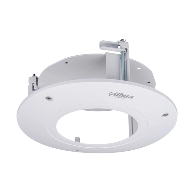 Dahua DH-AC-PFB201C white in-ceiling flush mount bracket for dome security cameras.