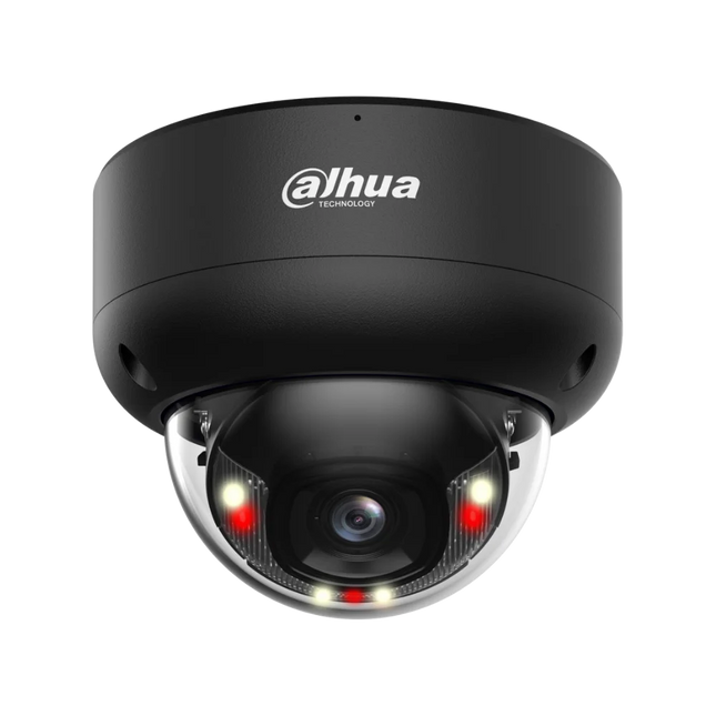 Dahua 8MP Smart Dual Light dome camera black WizSense AI IP67 IK10 CCTV