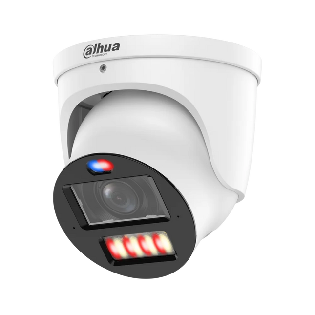 Dahua DH-IPC-HDW3649H-ZAS-PV-ANZ-S2 6MP TiOC 3.0 motorised vari-focal WizSense turret camera with 5x optical zoom EIS stabilisation warm-light LED and IP67 rating