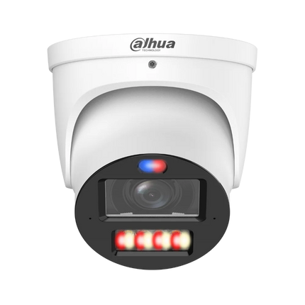 Dahua DH-IPC-HDW3649H-ZAS-PV-ANZ-S2 6MP TiOC 3.0 motorised vari-focal AcuPick active deterrence turret camera in white with 2.7 to 13.5mm F1.0 zoom lens and 50m IR for Australian outdoor CCTV