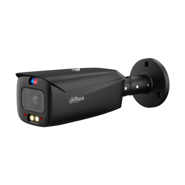 Dahua DH-IPC-HFW3549T1P-AS-PV-S3 5MP TiOC 2.0 WizSense full-colour bullet camera in black with built-in siren two-way audio IP67 weatherproof rating