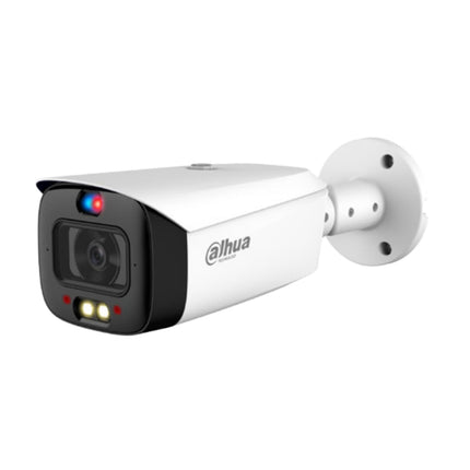 Dahua DH-IPC-HFW3849T1-AS-PV-ANZ-S2 8MP 4K TiOC 3.0 AcuPick active deterrence bullet camera in white with F1.0 lens integrated sun shield and red blue strobe for Australian outdoor CCTV