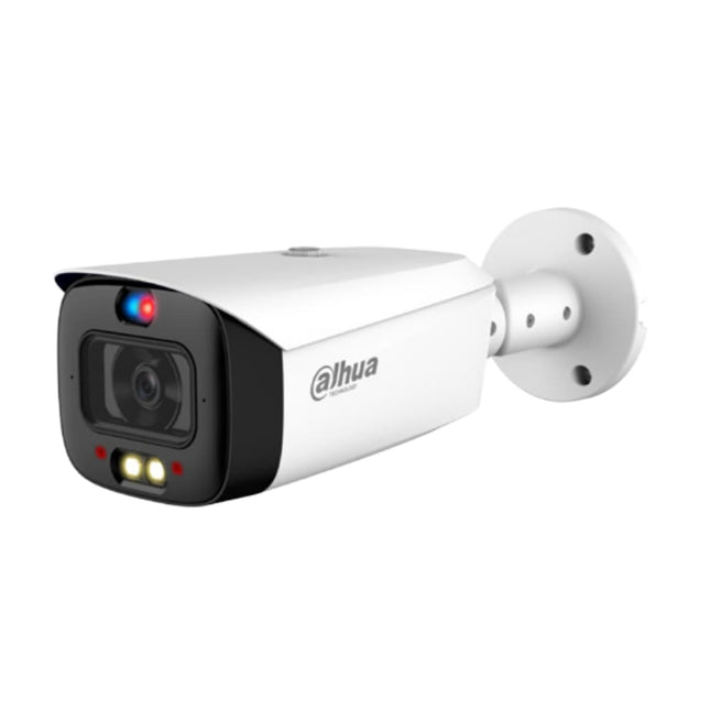 Dahua DH-IPC-HFW3849T1-AS-PV-ANZ-S2 8MP 4K TiOC 3.0 AcuPick active deterrence bullet camera in white with F1.0 lens integrated sun shield and red blue strobe for Australian outdoor CCTV