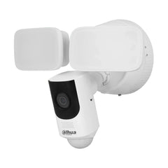 Front view of the Dahua DH-IPC-WL46A 4MP fixed-focal Wi-Fi floodlight network camera featuring its dual-color LED floodlights and security lens.