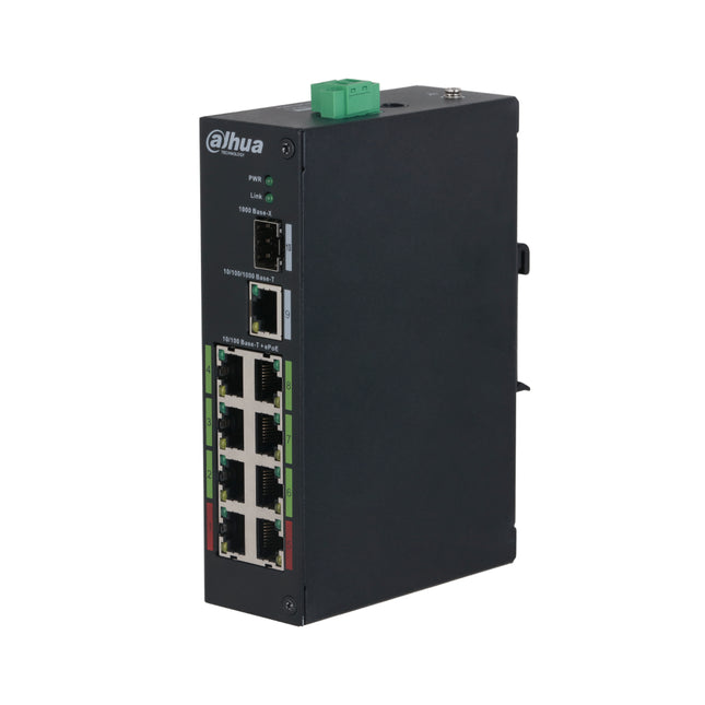 Dahua DH-LR2110-8ET-120-V2 8-Port ePoE Commercial Switch Front View Showing Ports