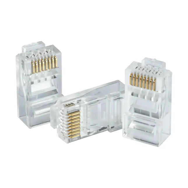 Dahua DH-PFM976-631-PT 100-piece pack of clear CAT6 UTP pass-through RJ45 network connectors.