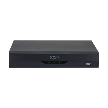 Dahua DH-XVR5104HS-I3-S3 4-channel Penta-brid WizSense XVR front view with status LEDs and brand badge