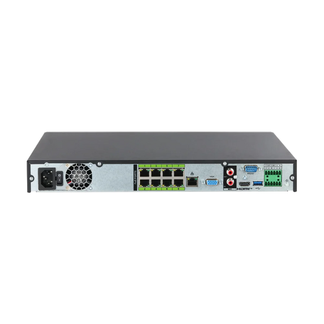 Dahua DHI-NVR5208-8P-AI/ANZ-PRO rear panel with 8 PoE ports