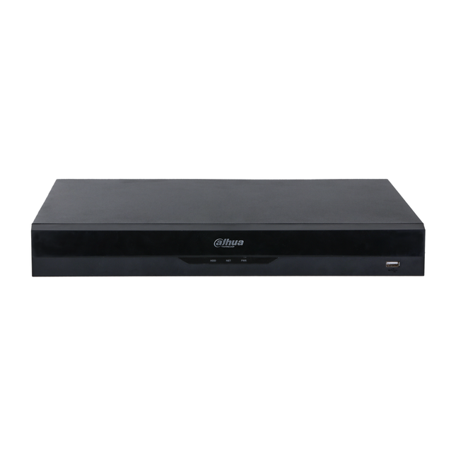 Dahua DHI-NVR5208-8P-AI/ANZ-S2 recorder front panel with status indicators and USB port