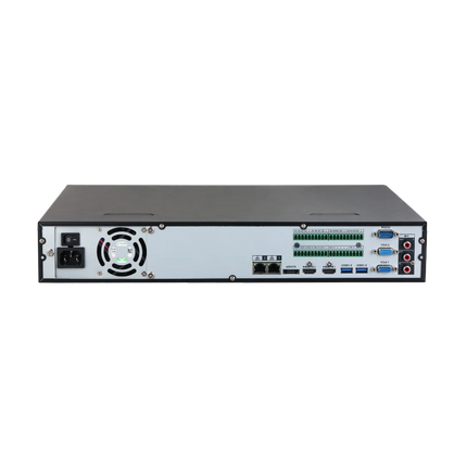 Dahua DHI-NVR5432-AI/ANZ-S2 rear panel with dual 8K HDMI, dual VGA, dual Gigabit Ethernet, alarm I/O and eSATA