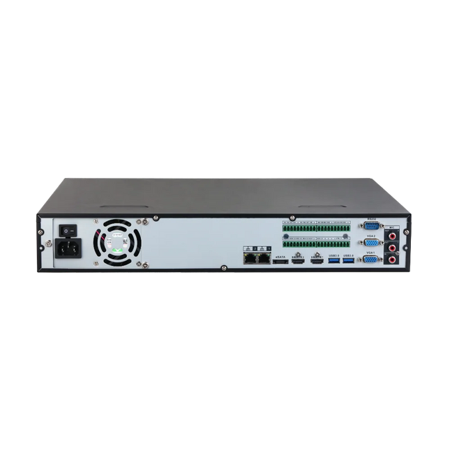Dahua DHI-NVR5432-AI/ANZ-S2 rear panel with dual 8K HDMI, dual VGA, dual Gigabit Ethernet, alarm I/O and eSATA