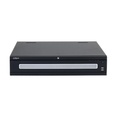 Dahua DHI-NVR608H-128-AI/ANZ 128-channel WizMind enterprise AI NVR 2U front view with drawer-style HDD bays and status LEDs