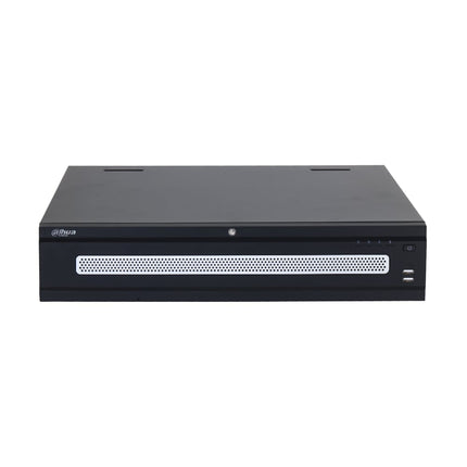 Dahua DHI-NVR608H-32-AI/ANZ 32-channel WizMind enterprise AI NVR 2U front view with drawer-style HDD bays and status LEDs