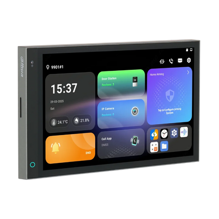 Dahua DHI-SCP3022A-B 7-inch Android 14 smart control panel, left-angle view
