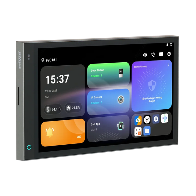 Dahua DHI-SCP3022A-B 7-inch Android 14 smart control panel, left-angle view