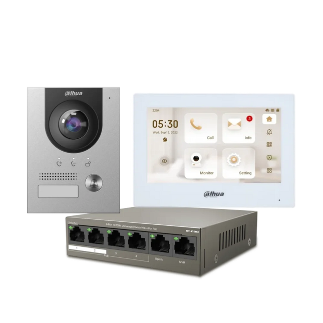 Dahua IP video intercom kit with 7 inch monitor and VTO2202F-P-S2 door station