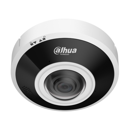 Side view of the Dahua IPC-EBW5641-AS panoramic camera showing its low-profile ceiling mount design and IP67 weather-resistant seal.