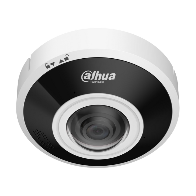 Side view of the Dahua IPC-EBW5641-AS panoramic camera showing its low-profile ceiling mount design and IP67 weather-resistant seal.