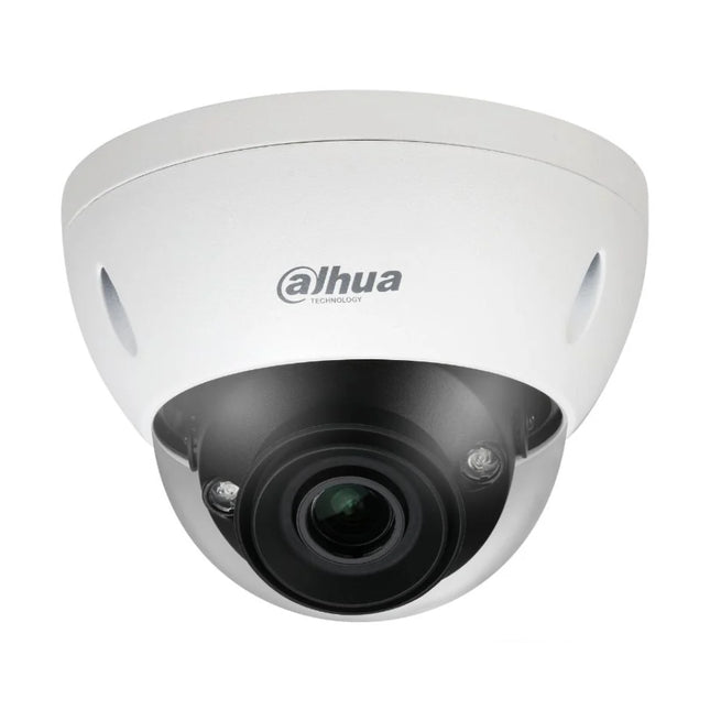 Close-up under the dome cover showing Dahua DH-IPC-HDBW5442EP-ZE-2712 2.7-12mm motorised zoom lens and IR LEDs