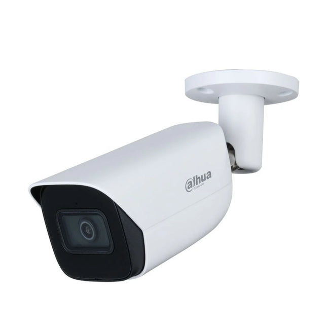 Front lens panel of Dahua DH-IPC-HFW3666EP-AS-AUS bullet camera showing fixed lens, IR LEDs, and built-in microphone