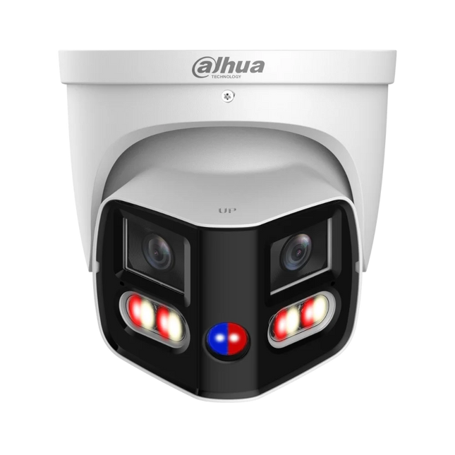 White Dahua IPC-PDW3859-A180-AS-PV-ANZ-S2 8MP 180-degree TiOC Duo panoramic eyeball IP camera.