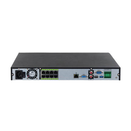 Dahua NVR5208-8P-AI/ANZ rear panel with 8 ePoE ports, 4K HDMI, VGA, gigabit Ethernet, RS-232 + RS-485 and alarm I/O terminals