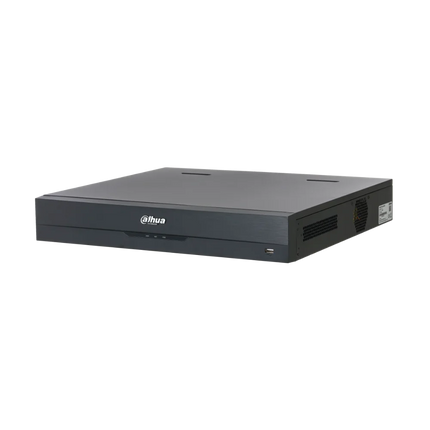 Dahua DHI-NVR5432-16HP-AI/ANZ-S2 32-channel AcuPick NVR rack-mounted in a 19-inch enterprise network cabinet in Australia