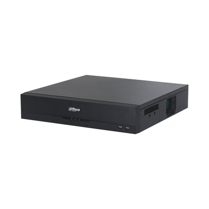 Dahua DHI-NVR5864-AI/ANZ 64-channel WizSense AcuPick RAID NVR rack-mounted in a 19-inch enterprise network cabinet