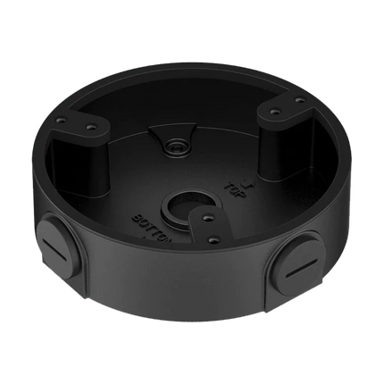 Dahua black turret camera mounted on a PFA137-B black junction box for a clean install.