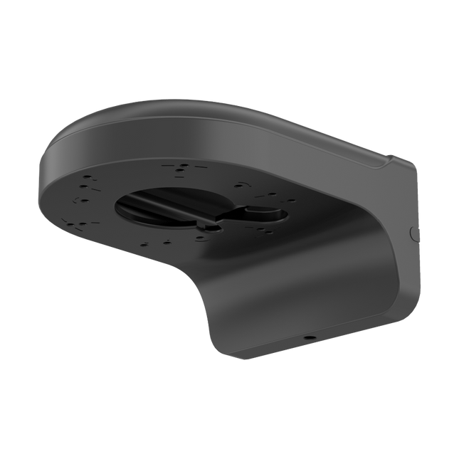 Side view of the Dahua PFB2203W black aluminum wall mount bracket for dome cameras.