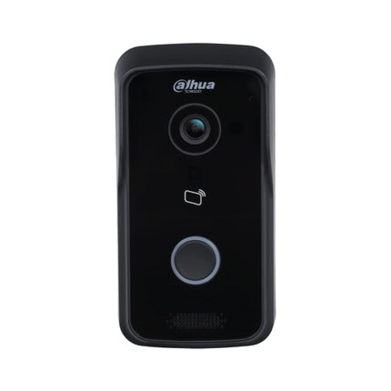 Close up of the black Dahua IP door station showing the built-in 13.56MHz Mifare IC proximity card reader contact area