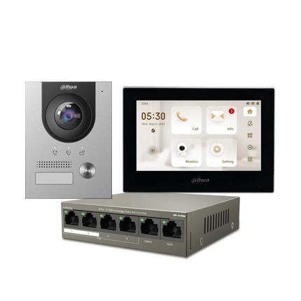 Dahua VTO2202F-P-S2 intercom kit with white or black 7 inch monitor options
