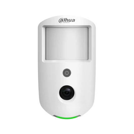 Dahua indoor wireless PIR motion detector camera (model ARD1731-W2) with built-in 2MP camera sensor and visual alarm verification.