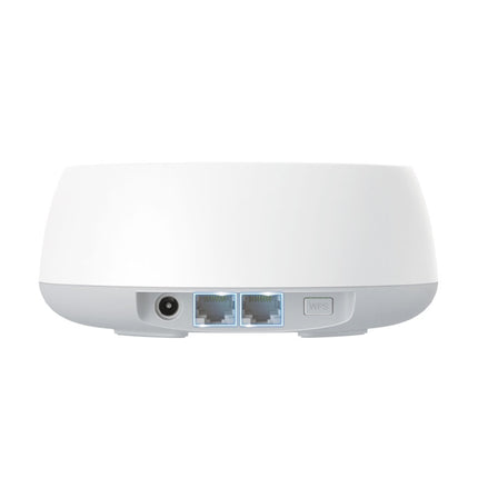 Front view of a TP-Link Deco BE22 mesh Wi-Fi 7 router highlighting its compact, modern design for high-speed home internet.