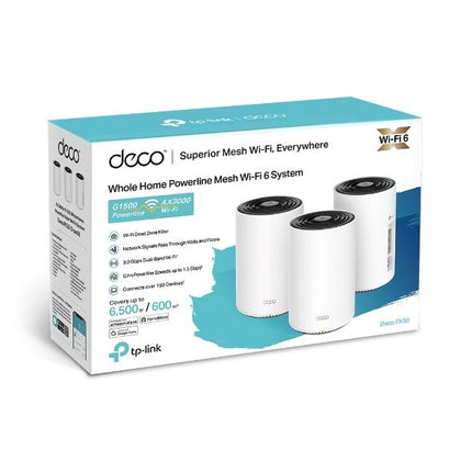 TP - Link AX3000 + G1500 Whole Home Powerline Mesh WiFi 6 System - DECO PX50(3 - PACK) - CCTV Guru