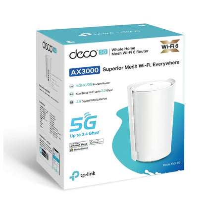 Close-up of the external antenna ports on the Deco X50-5G gateway for enhanced 5G mobile signal reception.