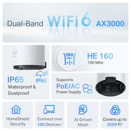 TP - Link AX3000 Outdoor / Indoor Whole Home Mesh WiFi 6 Unit - Deco X50 - Outdoor(1 - pack) - CCTV Guru