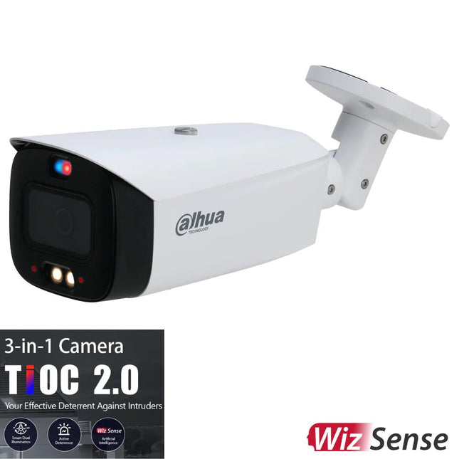 Dahua TiOC 6MP Bullet Security Cameras, Active Deterrence, Fixed 2.8mm, Full Colour, Two - way Audio, Alarm - CCTV Guru