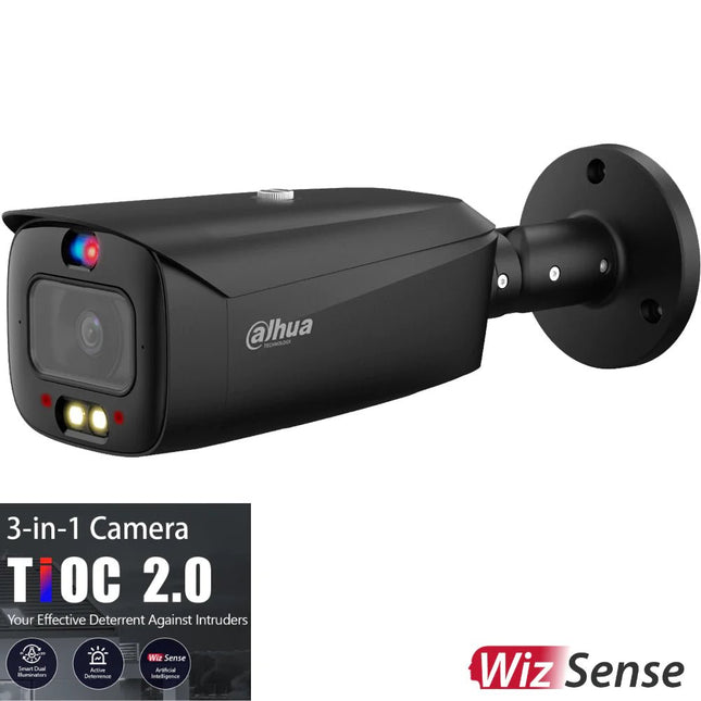 Dahua TiOC 8MP Smart Dual Illumination Active Deterrence Fixed - focal Bullet WizSense Network Camera, Black, DH - IPC - HFW3849T1 - AS - PV - ANZ - BLK - CCTV Guru