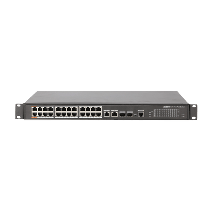 Dahua 24 x Port 100 Mbps + 2 x Port Gigabit Managed PoE Switch DH - PFS4226 - 24ET - 360 - CCTV Guru