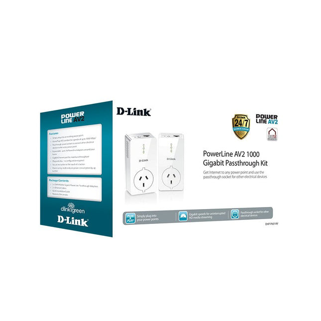 D - Link PowerLine AV2 1000 Gigabit Passthrough Kit - CCTV Guru