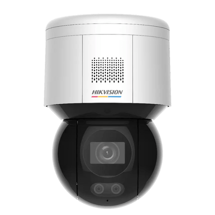 Hikvision 4MP ColorVu PT Camera DS - 2DE3A400BW - DE(T5), AcuSense, 4mm, White Light 30M, IP66, PoE, Built - in Microphone and Speaker - CCTV Guru