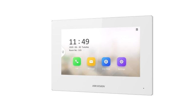 Hikvision IP Intercom, Gen 2, 7" Colour Monitor, No SD Card, No App Connection, PoE, White (6320), 7 Inch Touch IP Indoor Station, DS - KH6320 - LE1 - WHITE - CCTV Guru
