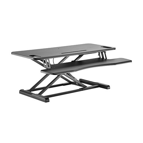 Brateck Gas Spring Sit Stand Desk Converter (950x615x110~505mm)with Keyboard Tray Deck(Standard MDF Board Surface) - CCTV Guru
