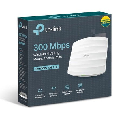 TP - Link EAP110 300Mbps Wireless N300 Ceiling Mount Access Point 1x1Gbps RJ45 PoE 1x Console Port 2x4dBi Omni Internal Antenna - CCTV Guru