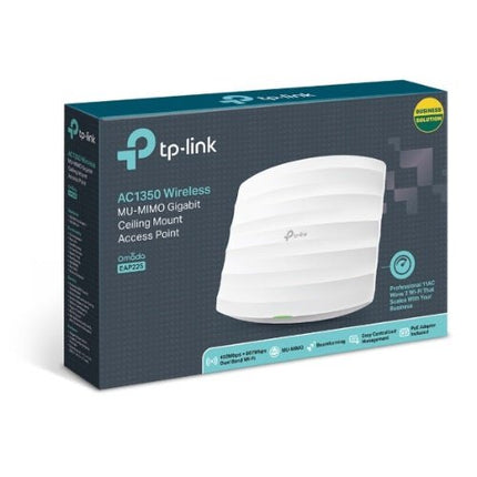 TP - Link EAP225 AC1350 Wireless MU - MIMO Gigabit Ceiling Mount Access Point, Seamless Roaming, Cloud Centralised Management, POE, Band Steering - CCTV Guru
