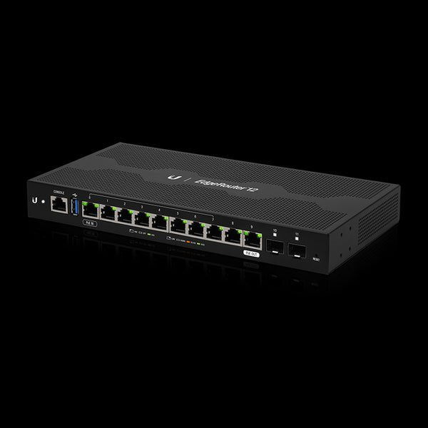 Ubiquiti EdgeRouter 12 - 10 - Port Gigabit Router, 2 SFP Ports - 24v Passive PoE In and Out (Limited) - 1GHz Quad Core Processor - 1GB RAM - CCTV Guru