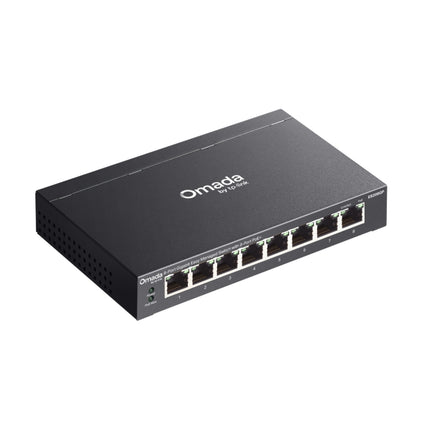Application layout demonstrating the ES208GP 8-port PoE+ switch supplying power and data to surveillance cameras and access points.