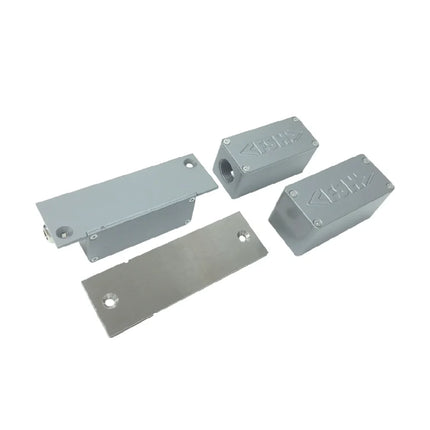 Front profile of the FSH FSS1-F high-security electric strike lock showcasing its robust stainless steel faceplate and heavy-duty latch keeper.