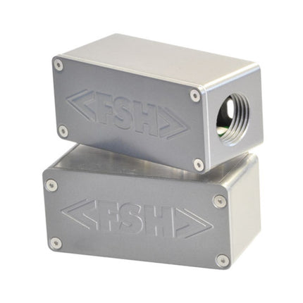 Full overview of the white FSH FSS1-S surface-mount high-security door monitoring sensor shown with its companion multi-magnet array faceplate.